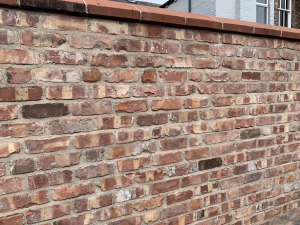 Reclaimed brick wall built near Ormskirk